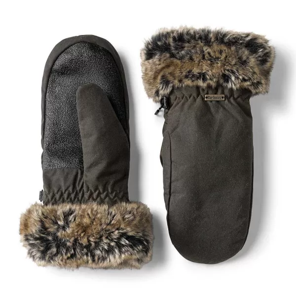 Orvis Barbour® Waxed Mittens With Fur Trim | Women Gloves & Mittens