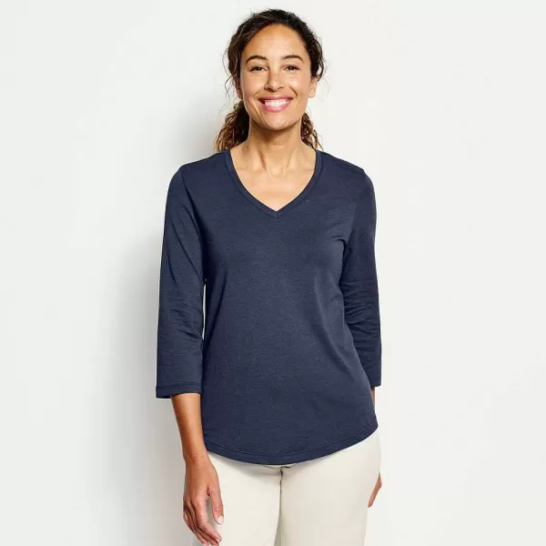 Orvis Perfect Relaxed V-Neck Three-Quarter Sleeve Tee | Women Shirts